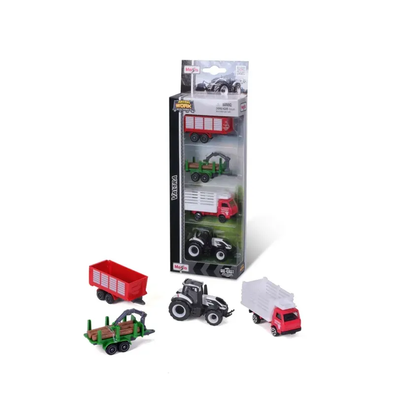 Jucarii, Copii si Bebe - Jucarii si jocuri - Vehicule si jucarii cu telecomanda - Masinute - Maisto Set 4 Utiliaje Agricole Valtra - Infinity.ro