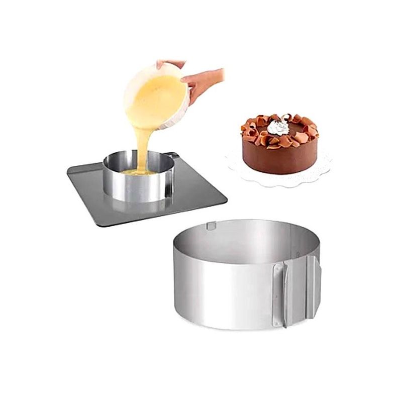 Casa si Gradina - Bucatarie si vesela - Ustensile bucatarie - Forme prajituri - Forma pentru torturi, rotunda reglabila 16-30 cm, Inaltime 8,8 cm, Inox, 461COF - Infinity.ro