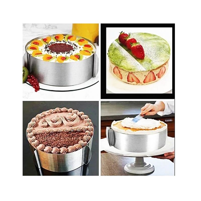 Casa si Gradina - Bucatarie si vesela - Ustensile bucatarie - Forme prajituri - Forma pentru torturi, rotunda reglabila 16-30 cm, Inaltime 8,8 cm, Inox, 461COF - Infinity.ro