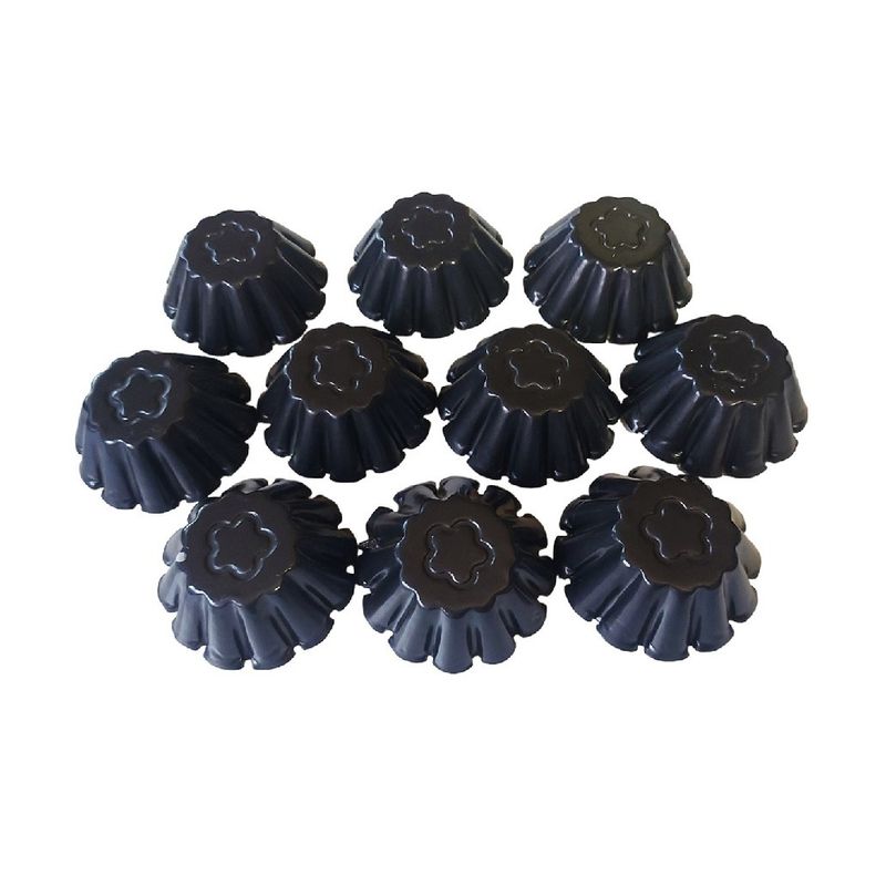 Casa si Gradina - Bucatarie si vesela - Ustensile bucatarie - Forme prajituri - Forma pentru mini Savarine, Set 10 cavitati, Negru, 7.5 cm, 401COF - Infinity.ro