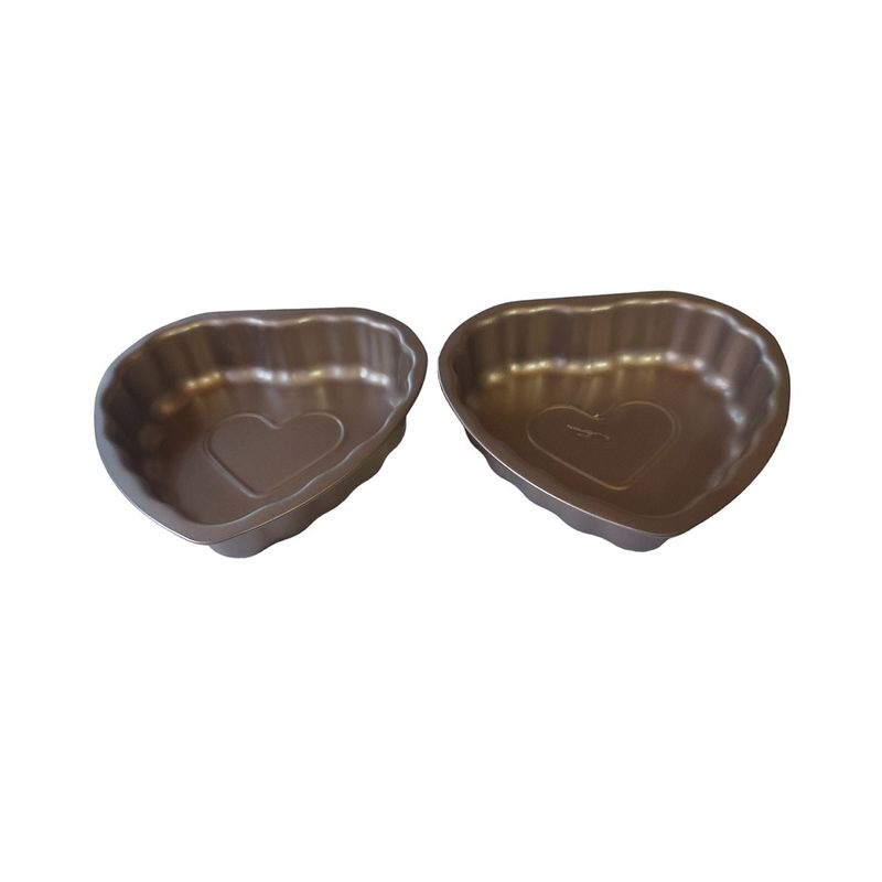 Casa si Gradina - Bucatarie si vesela - Ustensile bucatarie - Forme prajituri - Forma pentru Tarte, Set 2 forme, Inima, Maro, 10 cm, 403COF - Infinity.ro