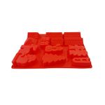 Casa si Gradina - Bucatarie si vesela - Ustensile bucatarie - Forme prajituri - Forma silicon 13 cavitati, Tema Sarbatori de iarna, Pentru prajituri sau Bomboane, Rosu, 27 cm, 241COF - Infinity.ro