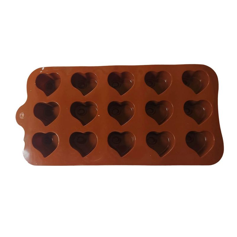 Casa si Gradina - Bucatarie si vesela - Ustensile bucatarie - Forme prajituri - Forma silicon pentru bomboane in forma de inima, 15 cavitati, Maro, 19 cm, 436COF - Infinity.ro