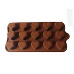 Casa si Gradina - Bucatarie si vesela - Ustensile bucatarie - Forme prajituri - Forma silicon pentru bomboane in forma de inima, 15 cavitati, Maro, 19 cm, 436COF - Infinity.ro