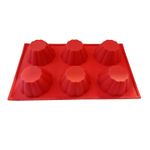 Casa si Gradina - Bucatarie si vesela - Ustensile bucatarie - Forme prajituri - Forma silicon pentru prajituri, 6 cavitati, Rosu, 148COF - Infinity.ro