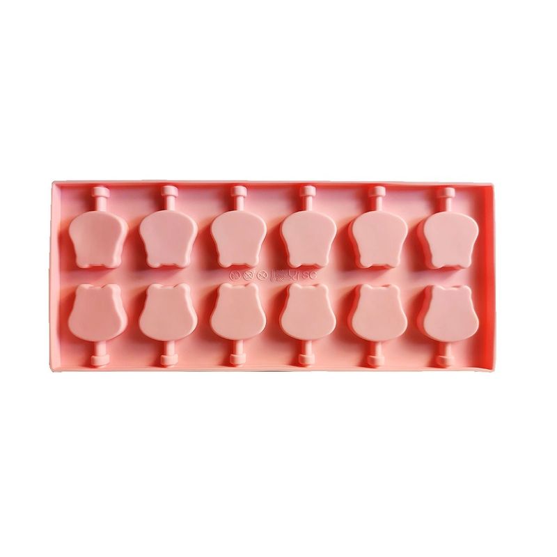 Casa si Gradina - Bucatarie si vesela - Ustensile bucatarie - Forme prajituri - Forma silicon 12 cavitati, Hipopotam, Acadele din ciocolata sau Acadele din zahar, Roz, 26 cm, 245COF - Infinity.ro