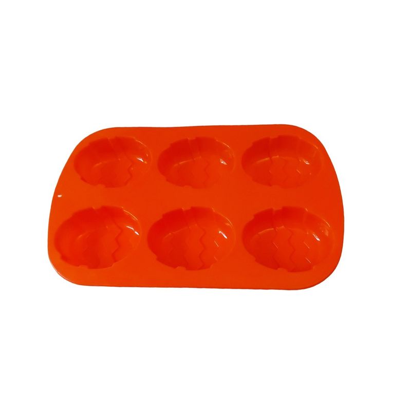 Casa si Gradina - Bucatarie si vesela - Ustensile bucatarie - Forme prajituri - Forma silicon in forma de Ou, Pentru prajituri, Portocaliu, 6 cavitati, 26 cm, 337COF - Infinity.ro