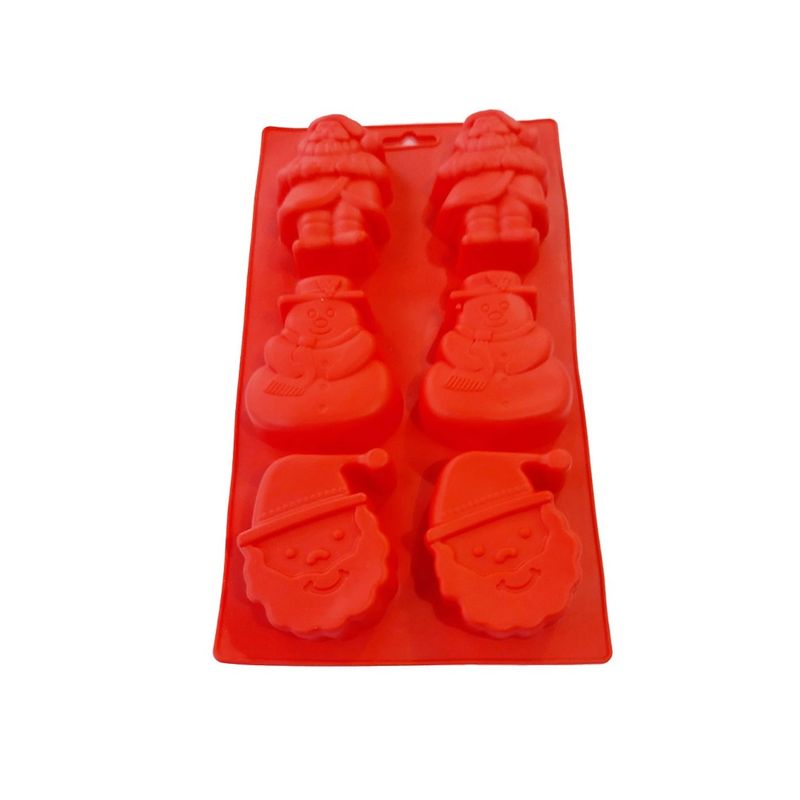 Casa si Gradina - Bucatarie si vesela - Ustensile bucatarie - Forme prajituri - Forma silicon 6 cavitati, Mos Cracioun, Om de Zapada, Pentru prajituri sau Briose, Rosu, 29 cm, 240COF - Infinity.ro