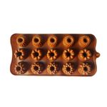 Casa si Gradina - Bucatarie si vesela - Ustensile bucatarie - Forme prajituri - Forma silicon pentru bomboane, 15 cavitati, Diverse forme, Maro, 21 cm, 260COF - Infinity.ro