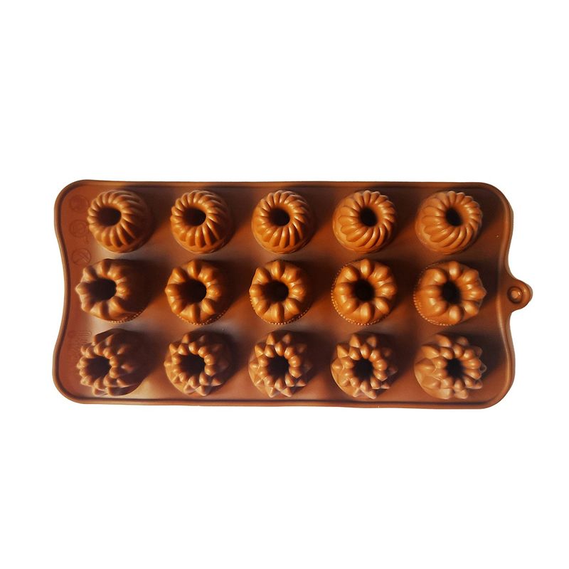 Casa si Gradina - Bucatarie si vesela - Ustensile bucatarie - Forme prajituri - Forma silicon pentru bomboane, 15 cavitati, Diverse forme, Maro, 21 cm, 260COF - Infinity.ro