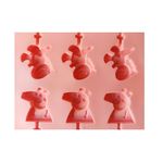 Casa si Gradina - Bucatarie si vesela - Ustensile bucatarie - Forme prajituri - Forma silicon 12 cavitati, Peppa Pig si Dinosaur, Acadele din ciocolata sau Acadele din zahar, Roz, 26 cm, 246COF - Infinity.ro