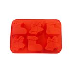 Casa si Gradina - Bucatarie si vesela - Ustensile bucatarie - Forme prajituri - Forma silicon 6 cavitati, Tema Sarbatori de iarna, Pentru prajituri sau Briose, Rosu, 26 cm, 238COF - Infinity.ro