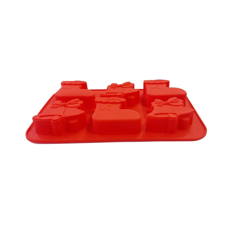 Casa si Gradina - Bucatarie si vesela - Ustensile bucatarie - Forme prajituri - Forma silicon 6 cavitati, Tema Sarbatori de iarna, Pentru prajituri sau Briose, Rosu, 26 cm, 238COF - Infinity.ro
