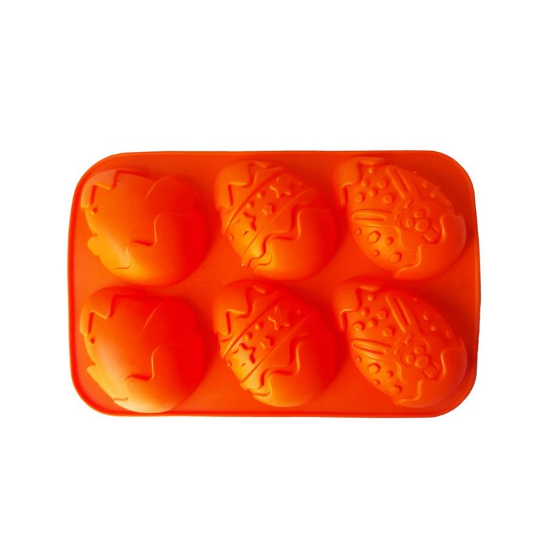 Casa si Gradina - Bucatarie si vesela - Ustensile bucatarie - Forme prajituri - Forma silicon Ou 6 cavitati, Pentru prajituri, Portocaliu, 25 cm, 388COF - Infinity.ro