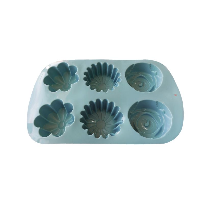 Casa si Gradina - Bucatarie si vesela - Ustensile bucatarie - Forme prajituri - Forma silicon 6 cavitati, model floral, 27 cm, 214COF - Infinity.ro
