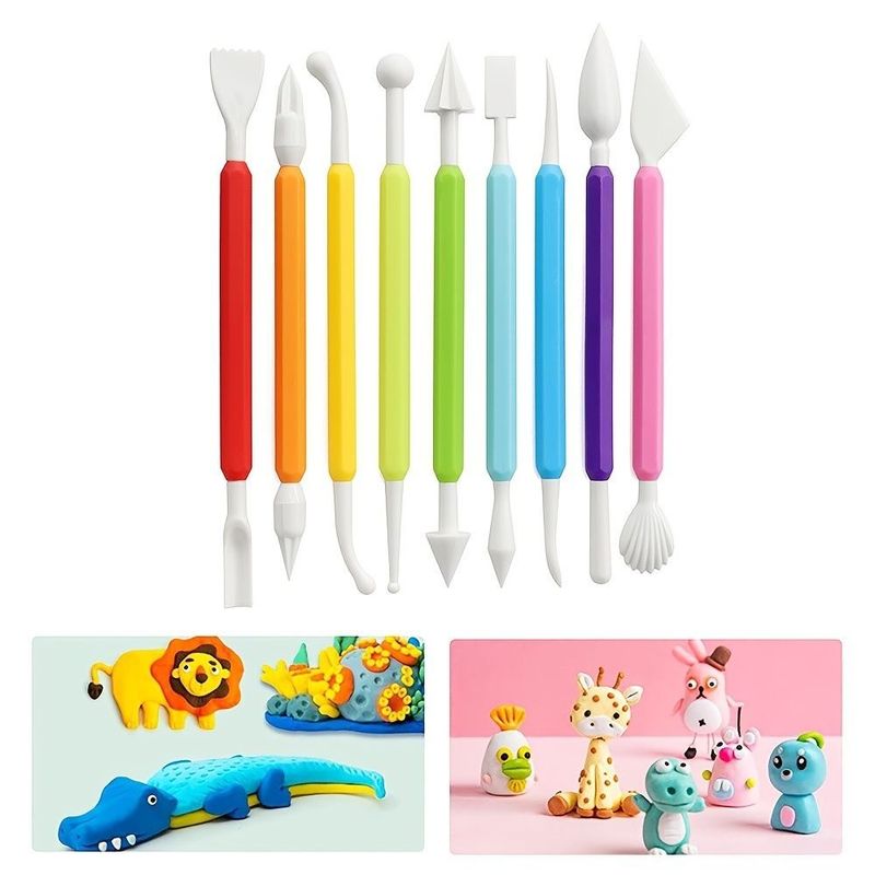 Casa si Gradina - Bucatarie si vesela - Ustensile bucatarie - Ustensile ornare prajituri - Set 9 Instrumente de modelat pentru cofetarie, Multicolor, 17 cm, 369COF - Infinity.ro