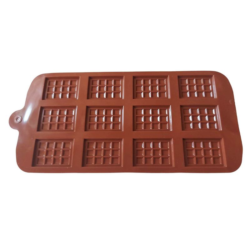 Casa si Gradina - Bucatarie si vesela - Ustensile bucatarie - Forme prajituri - Forma silicon pentru ciocolata in patratele, 12 cavitati, Maro, 21 cm, 437COF - Infinity.ro