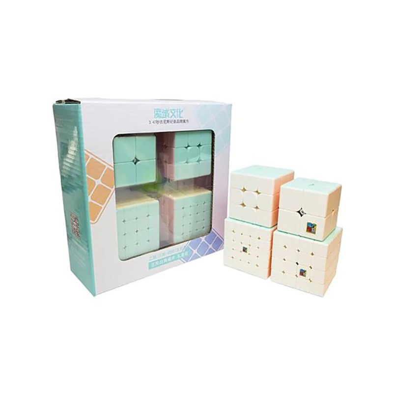 Jucarii, Copii si Bebe - Jucarii si jocuri - Jucarii & jocuri educative - Jocuri de memorie si inteligenta - Set Cub Magic MoYu Meilong, 2x2, 3x3, 4x4, 5x5, Macaron Stickerless, 474CUB-1 - Infinity.ro