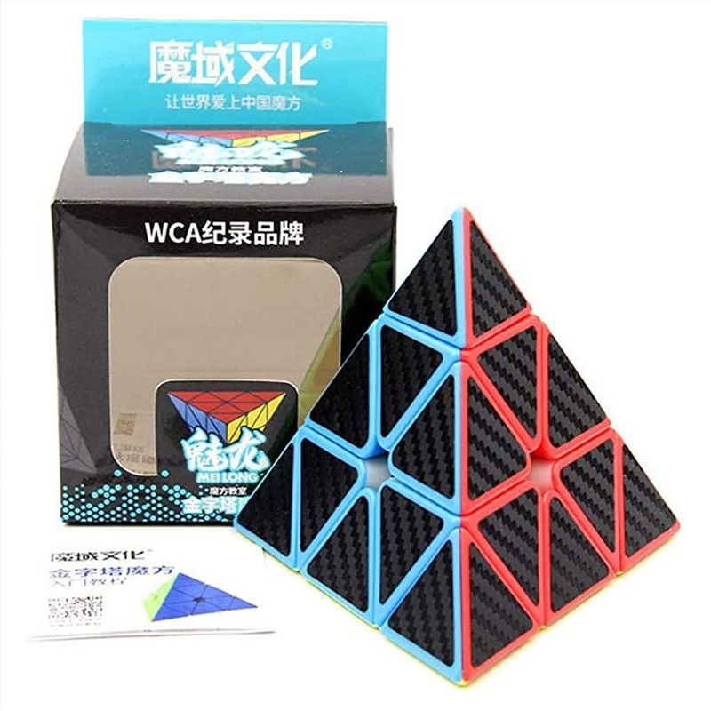 Jucarii, Copii si Bebe - Jucarii si jocuri - Jucarii & jocuri educative - Jocuri de memorie si inteligenta - Cub Magic 3x3x3 Moyu MeiLong Pyraminx fibra de carbon, Black, 368CUB-1 - Infinity.ro