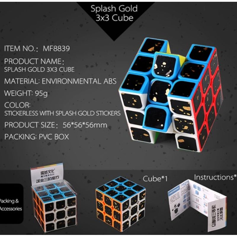 Jucarii, Copii si Bebe - Jucarii si jocuri - Jucarii & jocuri educative - Jocuri de memorie si inteligenta - Cub Magic  3x3x3 Splash Gold MoYu, 70CUB-1 - Infinity.ro