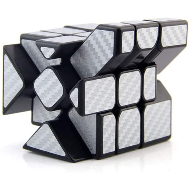 Jucarii, Copii si Bebe - Jucarii si jocuri - Jucarii & jocuri educative - Jocuri de memorie si inteligenta - Cub Magic  3x3x3 Moyu Unequal Fisher fibra de carbon silver, 153CUB-1 - Infinity.ro