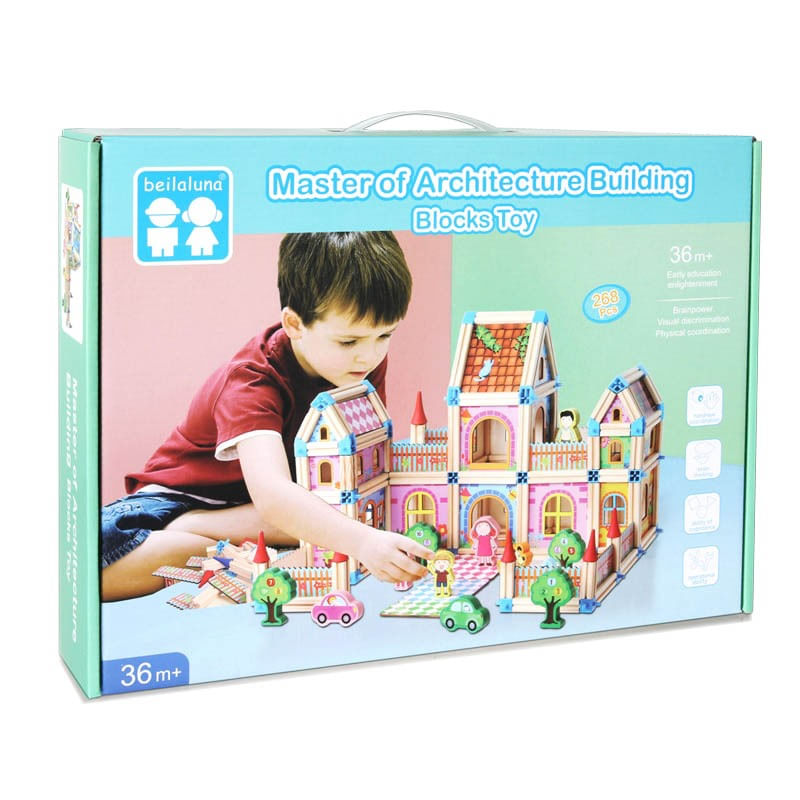 Jucarii, Copii si Bebe - Jucarii si jocuri - Jucarii & jocuri educative - Jocuri si jucarii educative - Jucarie Maestru al arhitecturii, Blocuri de constructie din lemn, 128 piese, LTOY18 - Infinity.ro