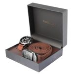 Market - Cadouri - Pachete si cosuri cadou - Set Excellanc de barbati, ceas si curea din material textil Maro - Infinity.ro