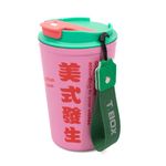 Casa si Gradina - Bucatarie si vesela - Accesorii bar - Termosuri si Cani termos - Cana termos pentru cafea, otel inoxidabil, 380ml, roz cu verde - Infinity.ro