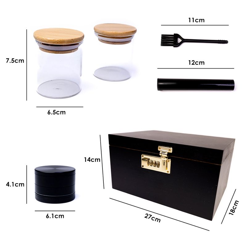 Market - Tutun si tigari - Articole si accesorii tutun - Organizator din Bambus, Cutie Tutun cu Cifru si Accesorii (grinder, recipiente, pensula, tuburi, tava de rulat) - Infinity.ro