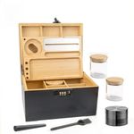 Market - Tutun si tigari - Articole si accesorii tutun - Organizator din Bambus, Cutie Tutun cu Cifru si Accesorii (grinder, recipiente, pensula, tuburi, tava de rulat) - Infinity.ro