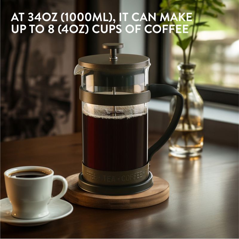 Casa si Gradina - Bucatarie si vesela - Vase pentru gatit - Ceainice si infuzoare - Presa franceza Navaris din sticla borosilicata, 1000ml, infuzor cafea ceai, 46547.03 - Infinity.ro