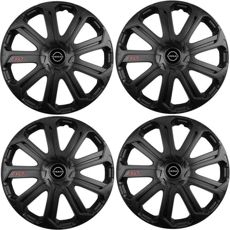 Auto si Moto - Anvelope si jante - Accesorii roti - Capace roti - Set 4 Capace Roti Evo Negru R14, Pentru Nissan Nou - Infinity.ro