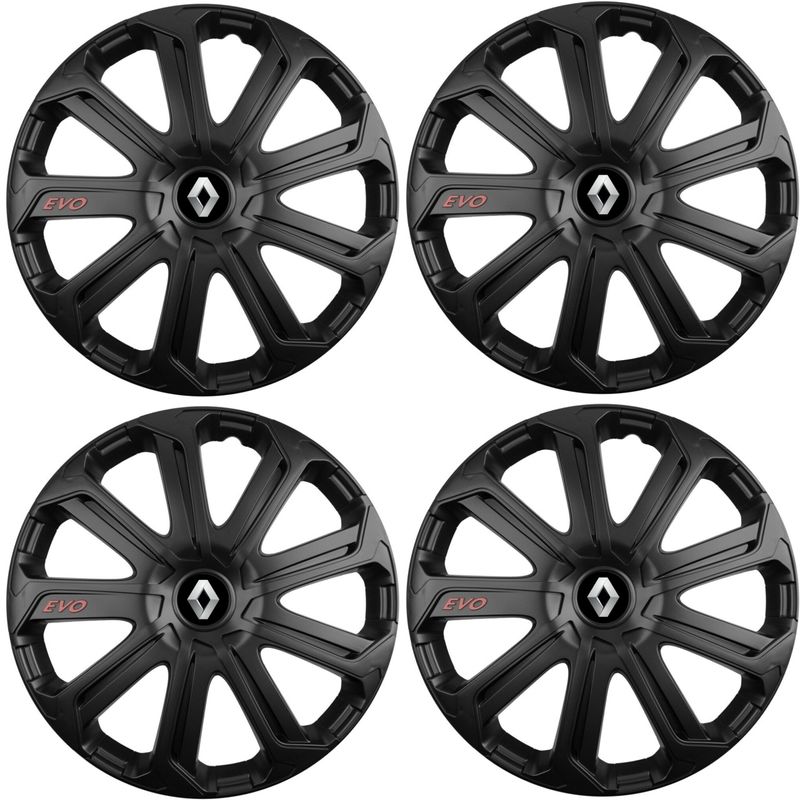 Auto si Moto - Anvelope si jante - Accesorii roti - Capace roti - Set 4 Capace Roti Evo Negru R15, Pentru Renault - Infinity.ro