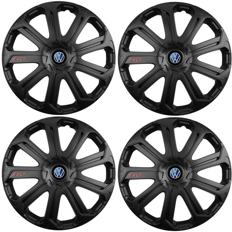 Auto si Moto - Anvelope si jante - Accesorii roti - Capace roti - Set 4 Capace Roti Evo Negru R16, Pentru Volkswagen - Infinity.ro