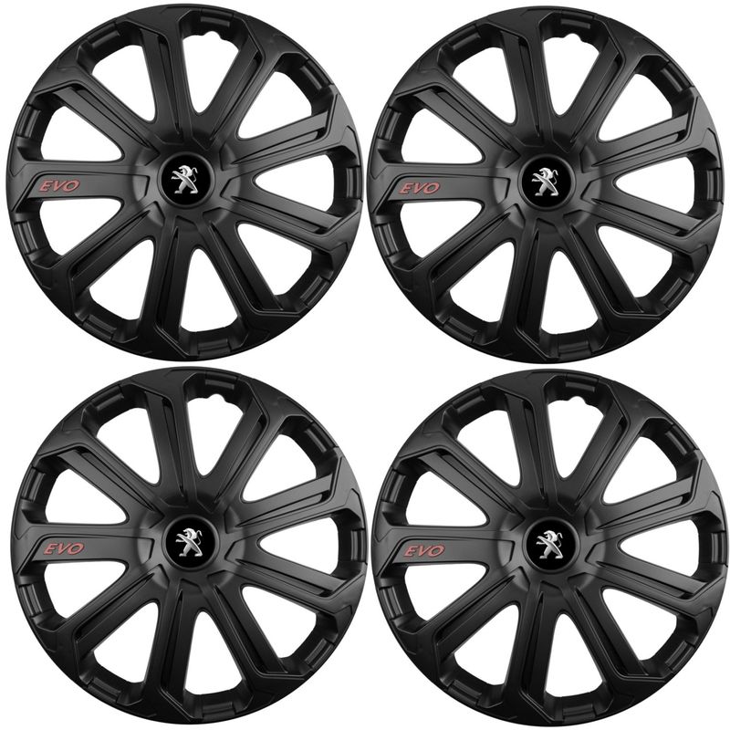 Auto si Moto - Anvelope si jante - Accesorii roti - Capace roti - Set 4 Capace Roti Evo Negru R16, Pentru Peugeot - Infinity.ro