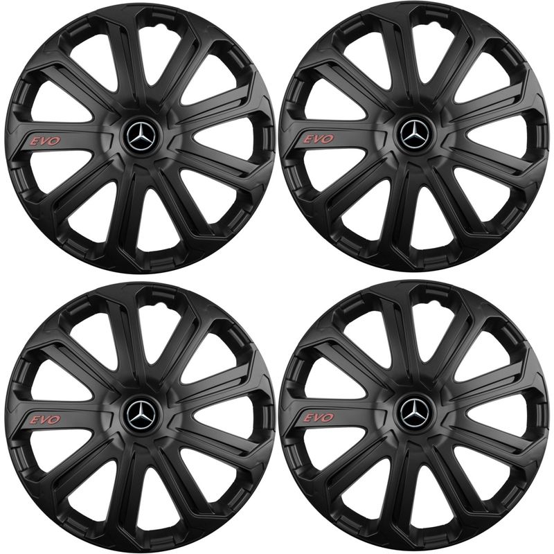 Auto si Moto - Anvelope si jante - Accesorii roti - Capace roti - Set 4 Capace Roti Evo Negru R15, Pentru Mercedes - Infinity.ro