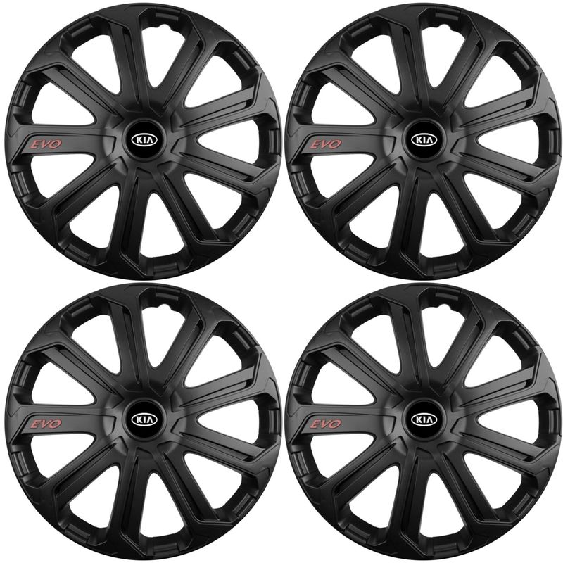 Auto si Moto - Anvelope si jante - Accesorii roti - Capace roti - Set 4 Capace Roti Evo Negru R14, Pentru Kia - Infinity.ro