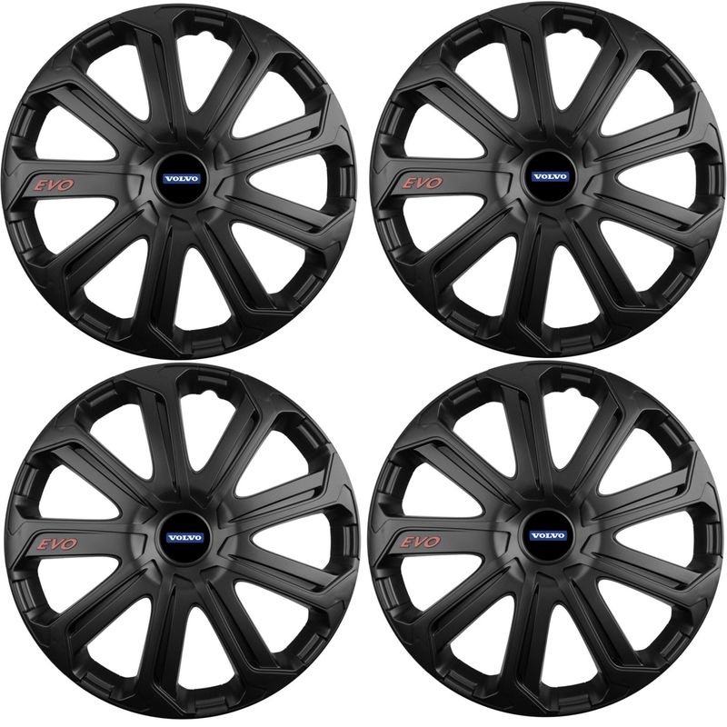 Auto si Moto - Anvelope si jante - Accesorii roti - Capace roti - Set 4 Capace Roti Evo Negru R16, Pentru Volvo - Infinity.ro