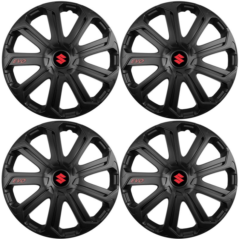 Auto si Moto - Anvelope si jante - Accesorii roti - Capace roti - Set 4 Capace Roti Evo Negru R14, Pentru Suzuki - Infinity.ro