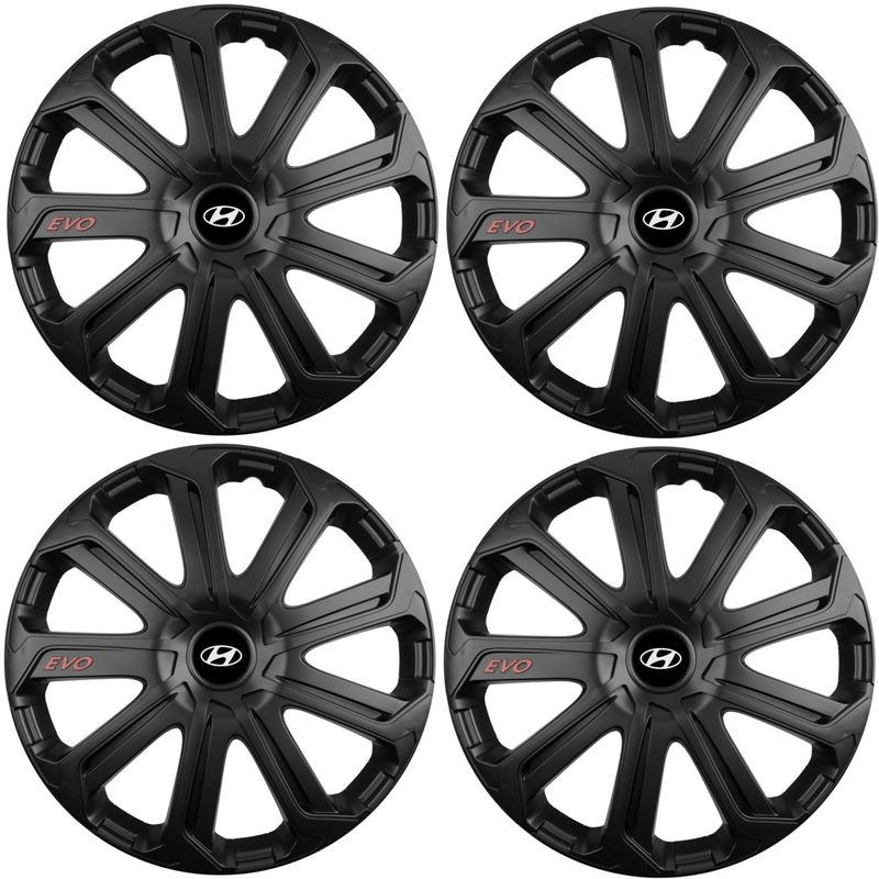 Auto si Moto - Anvelope si jante - Accesorii roti - Capace roti - Set 4 Capace Roti Evo Negru R15, Pentru Hyundai - Infinity.ro
