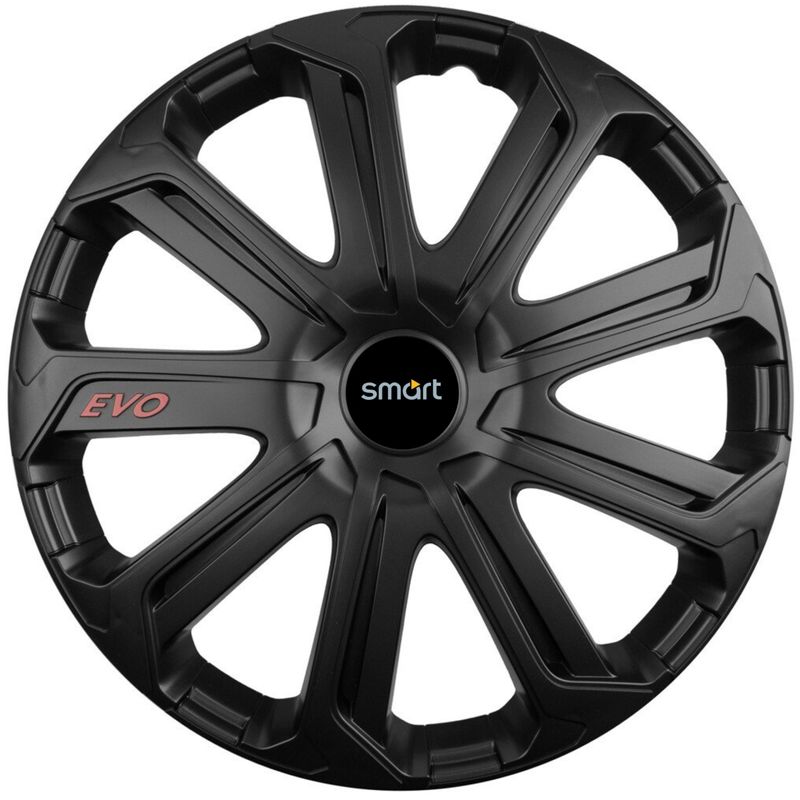 Auto si Moto - Anvelope si jante - Accesorii roti - Capace roti - Set 4 Capace Roti Evo Negru R16, Pentru Smart - Infinity.ro