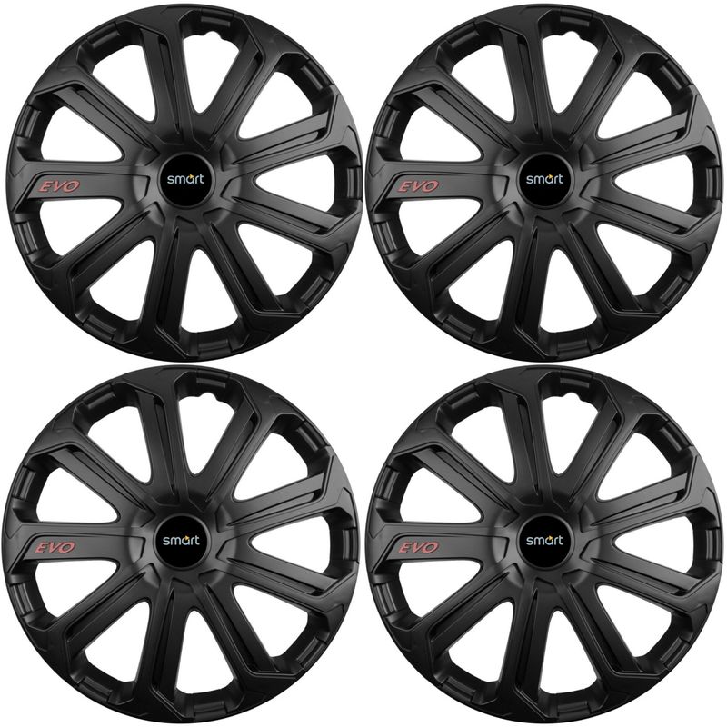 Auto si Moto - Anvelope si jante - Accesorii roti - Capace roti - Set 4 Capace Roti Evo Negru R16, Pentru Smart - Infinity.ro