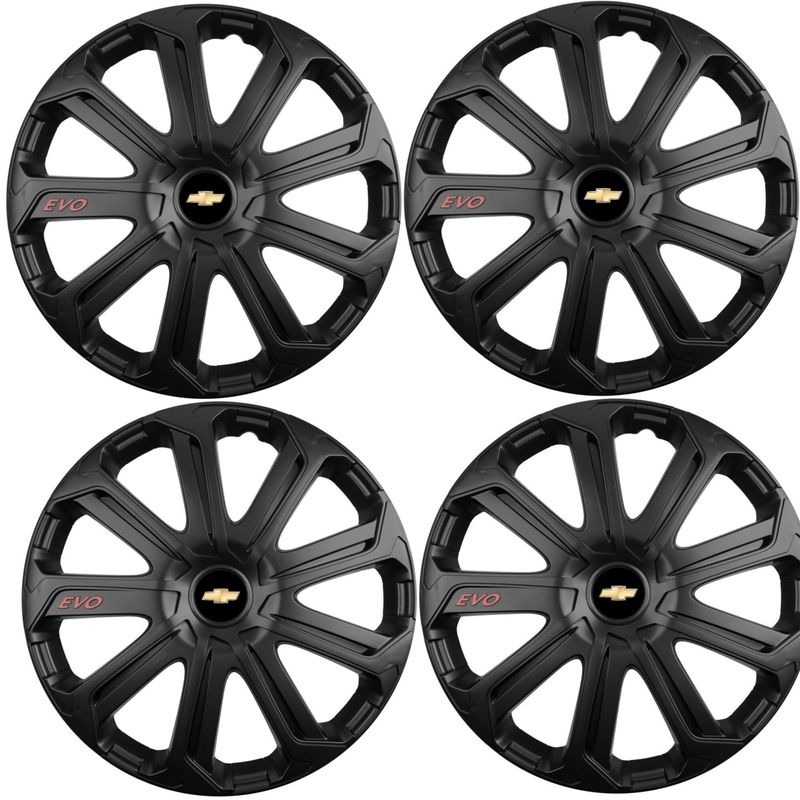 Auto si Moto - Anvelope si jante - Accesorii roti - Capace roti - Set 4 Capace Roti Evo Negru R14, Pentru Chevrolet - Infinity.ro