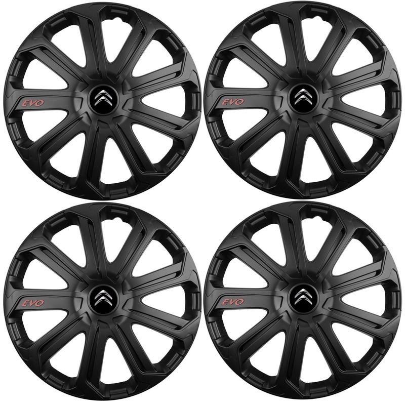 Auto si Moto - Anvelope si jante - Accesorii roti - Capace roti - Set 4 Capace Roti Evo Negru R14, Pentru Citroen - Infinity.ro