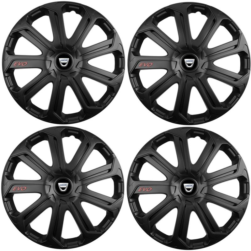 Auto si Moto - Anvelope si jante - Accesorii roti - Capace roti - Set 4 Capace Roti Evo Negru R16, Pentru Dacia - Infinity.ro