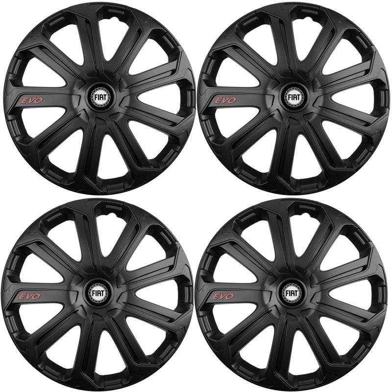 Auto si Moto - Anvelope si jante - Accesorii roti - Capace roti - Set 4 Capace Roti Evo Negru R16, Pentru Fiat - Infinity.ro