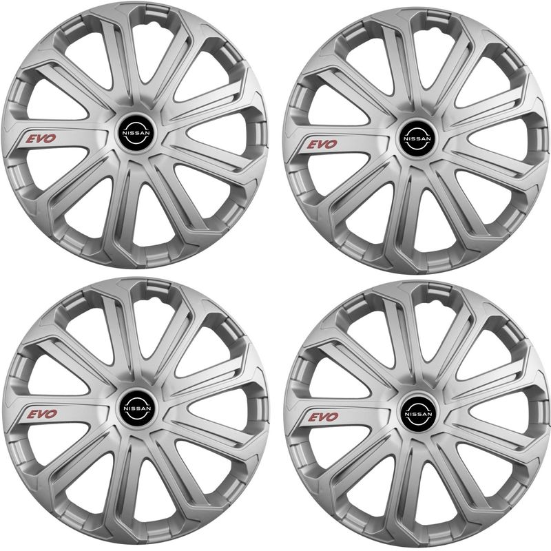 Auto si Moto - Anvelope si jante - Accesorii roti - Capace roti - Set 4 Capace Roti Evo Gri R14, Pentru Nissan Nou - Infinity.ro