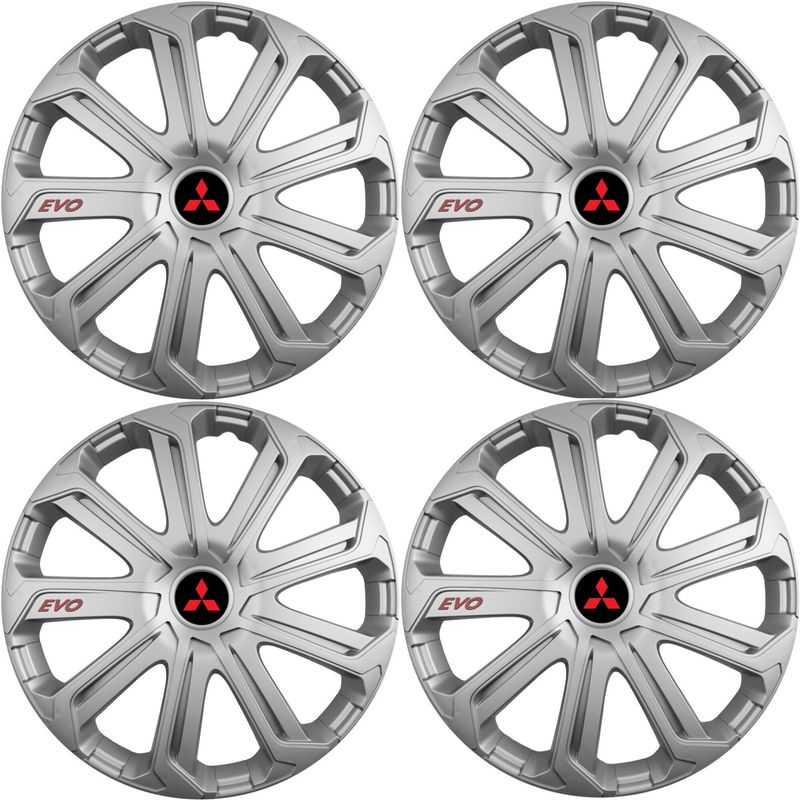 Auto si Moto - Anvelope si jante - Accesorii roti - Capace roti - Set 4 Capace Roti Evo Gri R15, Pentru Mitsubishi - Infinity.ro
