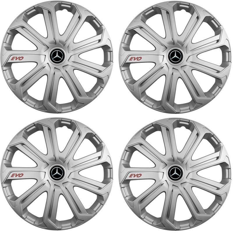 Auto si Moto - Anvelope si jante - Accesorii roti - Capace roti - Set 4 Capace Roti Evo Gri R15, Pentru Mercedes - Infinity.ro
