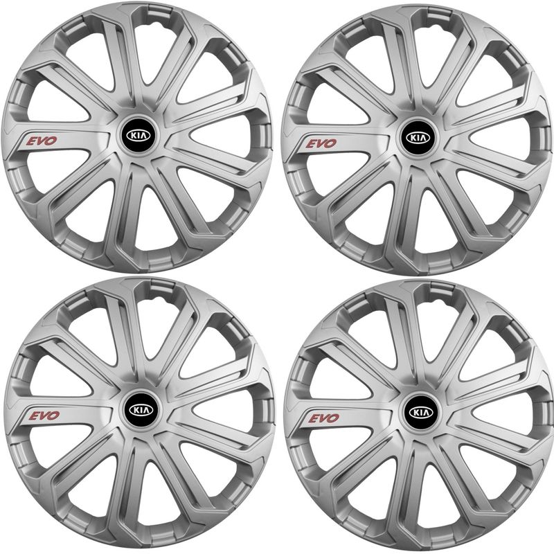 Auto si Moto - Anvelope si jante - Accesorii roti - Capace roti - Set 4 Capace Roti Evo Gri R14, Pentru Kia - Infinity.ro